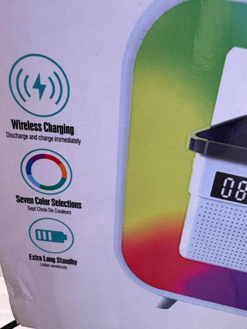 LED Wireless Charging Speaker G3mini - White with Rainbow LED